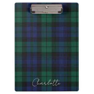 Eleganter Karierter Rustikaler Grün Tartan Custom Klemmbrett