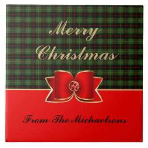 Eleganter Karierter und juwelengezierter Bow mit N Fliese