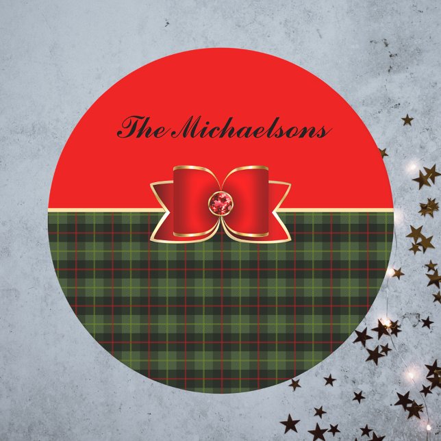 Eleganter Karierter und juwelengezierter Bow mit N Runder Pappuntersetzer (Von Creator hochgeladen)