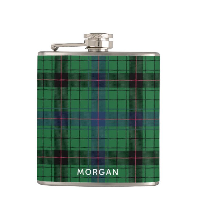 Eleganter Karo-Davidson-Tartan nach Maß  Flachmann (Vorderseite)