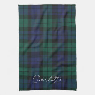 Eleganter Karo Rustikal Grün Tartan Custom Geschirrtuch