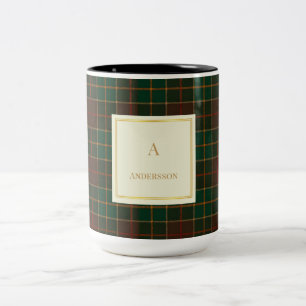Eleganter Karomuster Monogramm individuell gestalt Zweifarbige Tasse