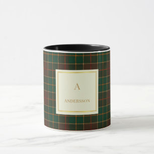 Eleganter Karomuster-Monogramm-Personalisierte Nam Tasse