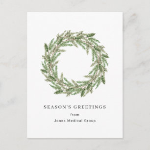 Eleganter Kiefernkranz Einfache Firmenweihnachtska Feiertagspostkarte