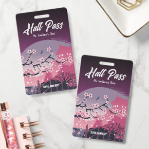 Eleganter Kirschblüten-Hall-Pass individuell anpas Ausweis
