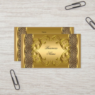 Eleganter klassiger gold-schwarzer Leopard-Tierdru Visitenkarte