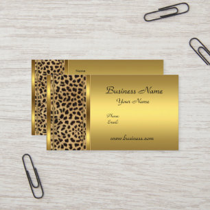 Eleganter klassiger gold-schwarzer Leopard-Tierdru Visitenkarte
