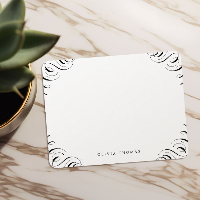Eleganter Klassiker geblüht personalisiert Station Mitteilungskarte (Elegant classic flourish personalized Stationery Note Card)
