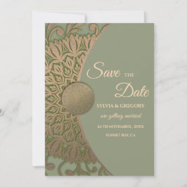 Eleganter Klassiker Mandala Modernes Magengrün & G Save The Date