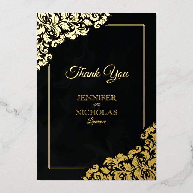 Eleganter Klassiker mit Blumendekorationen für Hoc Folieneinladung (Vorderseite)