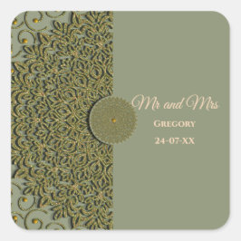 Eleganter Klassiker Modernes Sage Green & Gold Quadratischer Aufkleber