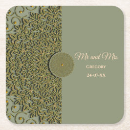 Eleganter Klassiker Modernes Sage Green & Gold Rechteckiger Pappuntersetzer