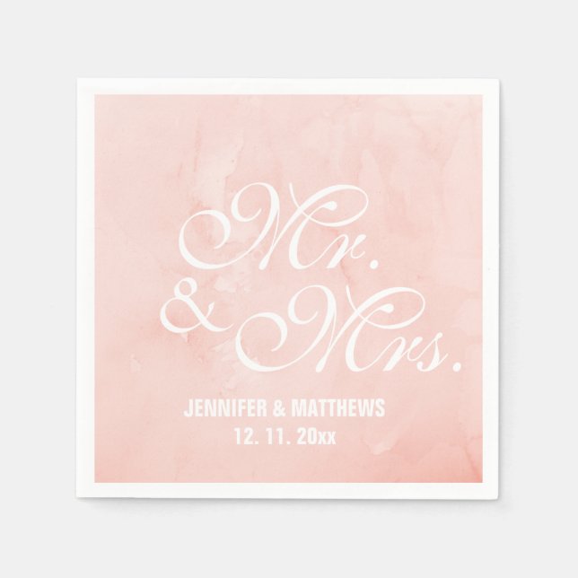 Eleganter Klassiker Mr. and Mrs. Wedding Monogram Serviette (Vorderseite)