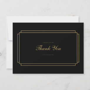 Eleganter klassischer Art Deco Schwarz und Gold Dankeskarte