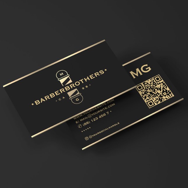 Eleganter klassischer Barber Pole Barbershop Black Visitenkarte (Elegant Classic Barber Pole Barbershop Black Business Card
)
