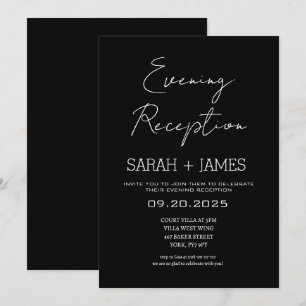 Eleganter klassischer Black Abend Empfang Wedding Einladung