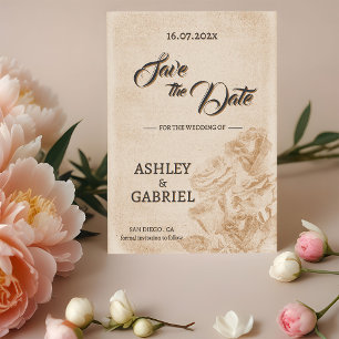 Eleganter klassischer, floraler rustikaler Hochzei Save The Date
