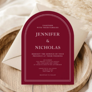 Eleganter klassischer formeller burgunder Hochzeit Einladung