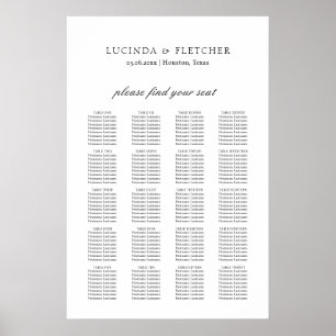 Eleganter klassischer formeller Hochzeitssitzplan Poster