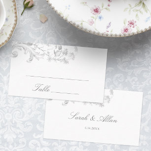 Eleganter klassischer französischer Rokoko Floral Platzkarte