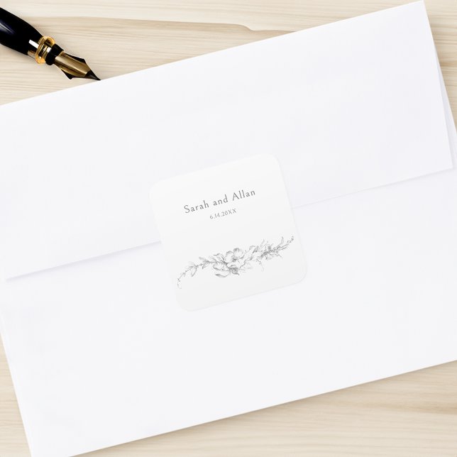 Eleganter klassischer französischer Rokoko Floral Quadratischer Aufkleber (Von Creator hochgeladen)