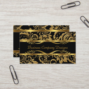 Eleganter, klassischer Gold Black Damask Embossed  Visitenkarte
