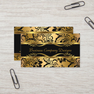 Eleganter, klassischer Gold Black Damask Embossed  Visitenkarte