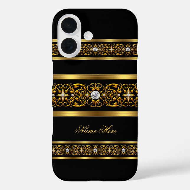 Eleganter klassischer Gold Black Diamond Case-Mate iPhone Hülle (Rückseite)