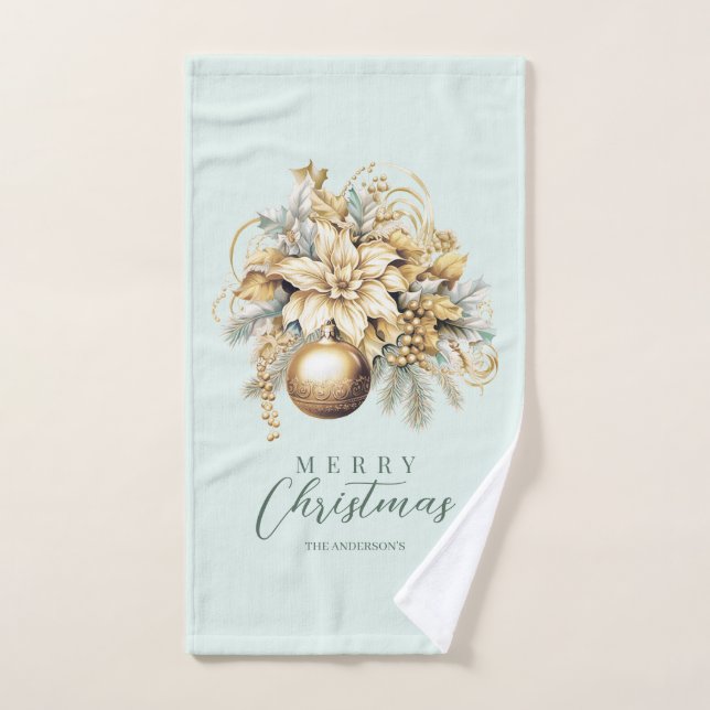 Eleganter klassischer Goldminze-Luxus Weihnachtsbo Handtuch (Handtuch)
