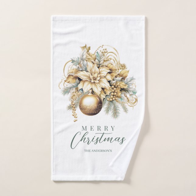 Eleganter klassischer Goldminze-Luxus Weihnachtsbo Handtuch (Handtuch)