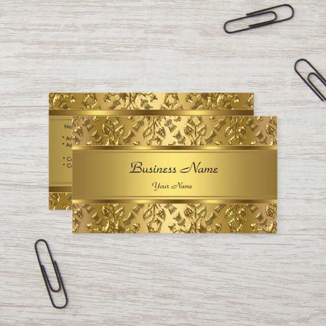Eleganter, klassischer Goldschmuck mit Embossed Lo Visitenkarte (Vorderseite/Rückseite Beispiel)