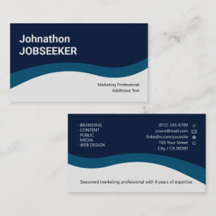 Eleganter klassischer Jobsucher Minimal Clean Blue Visitenkarte