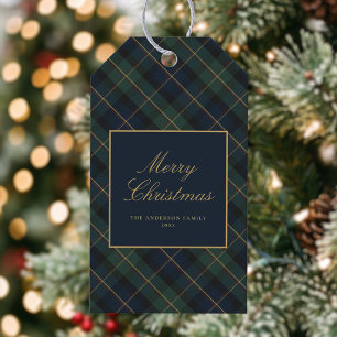 Eleganter klassischer Karo-Weihnachten Geschenkanhänger