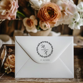 Eleganter, klassischer Kranz in Monogramm Gummistempel