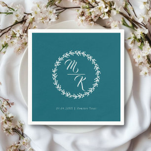 Eleganter, klassischer Kranz in Monogramm Serviette