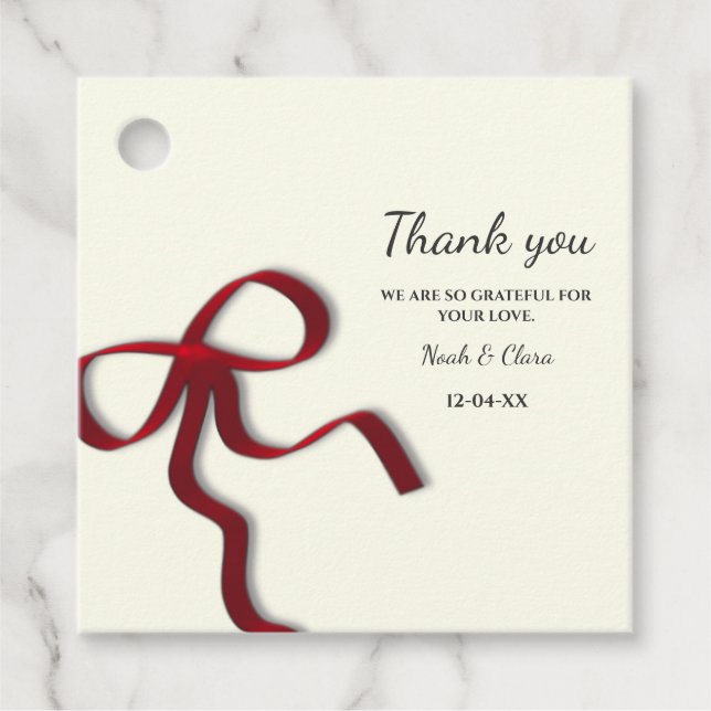 Eleganter Klassischer Minimalistischer Roter Bow Geschenkanhänger (Vorderseite)