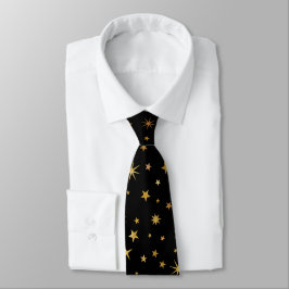 Eleganter klassischer Monogram Black and Gold Star Krawatte