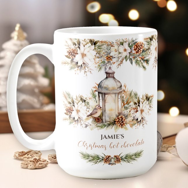 Eleganter klassischer Name Hot Chocolate Weihnacht Kaffeetasse (Elegant Classic Name Hot Chocolate Christmas Large Coffee Mug)