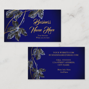 Eleganter klassischer Navy Blue Gold Leaf Visitenkarte