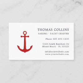 Eleganter klassischer Navy Blue & Red Nautical Anc Visitenkarte