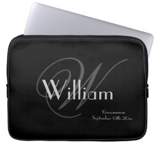 Eleganter klassischer Personalisierter Name+Monogr Laptopschutzhülle
