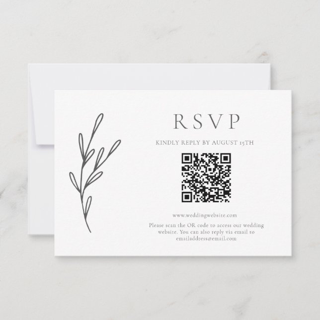 Eleganter klassischer QR-Code für Hochzeiten RSVP Karte (Vorderseite)