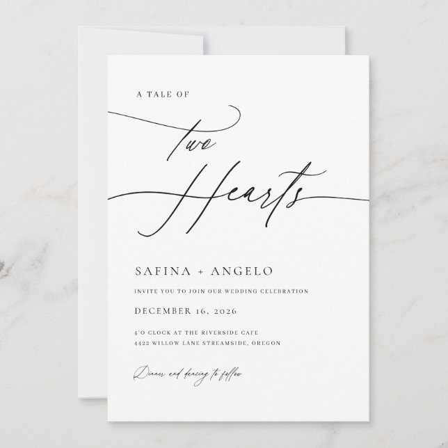 Eleganter klassischer QR-Code für Skripte in einer Einladung (Vorderseite)