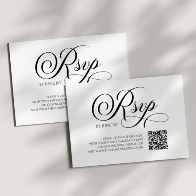 Eleganter klassischer QR Code Hochzeit RSVP-Karte RSVP Karte (Von Creator hochgeladen)