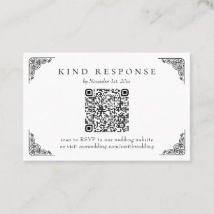 Eleganter klassischer QR Code Hochzeit RSVP-Karte Visitenkarte