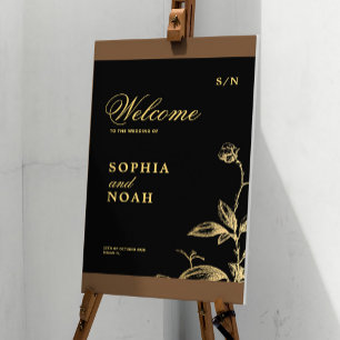 Eleganter klassischer, schwarzer goldener Hochzeit Poster