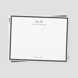 Eleganter Klassischer Schwarzer Monogramm-Profi Mitteilungskarte
