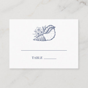 Eleganter klassischer Seashell Beach Wedding Escor Platzkarte