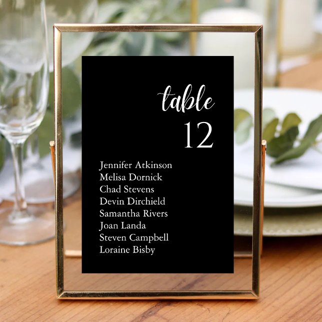 Eleganter klassischer Serif Wedding Guest Name Tischnummer (Classic serif guest names table number adds elegant clarity to your wedding seating.)