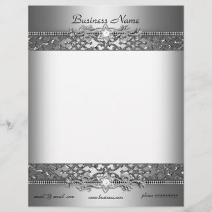 Eleganter, klassischer, silberner, geprägter Damas Briefbogen